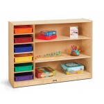 Jonti-Craft Adjustable Combo Mobile Straight-Shelf - with colored Paper-Trays