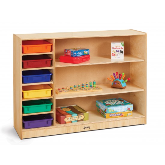 Jonti-Craft Adjustable Combo Mobile Straight-Shelf - with colored Paper-Trays