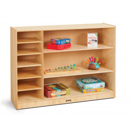 Jonti-Craft Adjustable Combo Mobile Straight-Shelf - with colored Paper-Trays