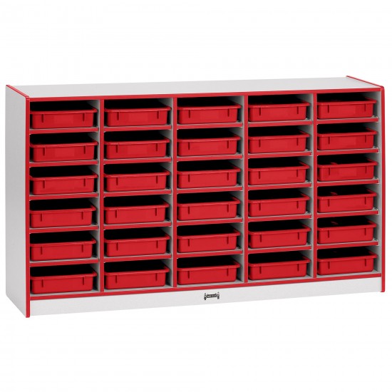 Rainbow Accents 30 Paper-Tray Mobile Storage - with Paper-Trays - Red