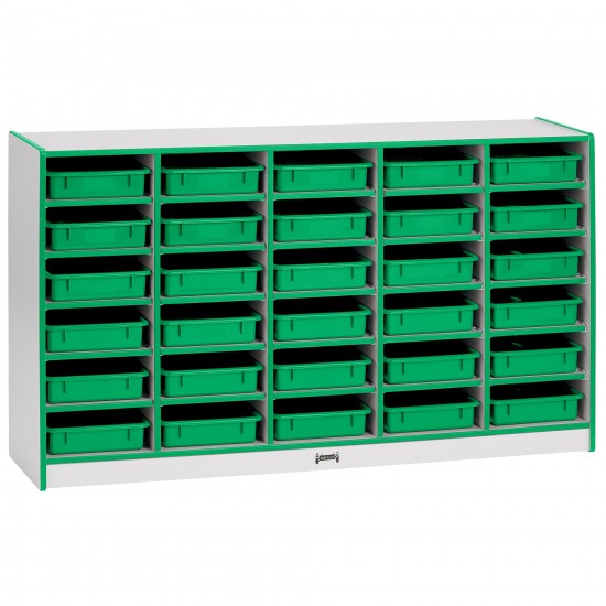 Rainbow Accents 30 Paper-Tray Mobile Storage - with Paper-Trays - Green