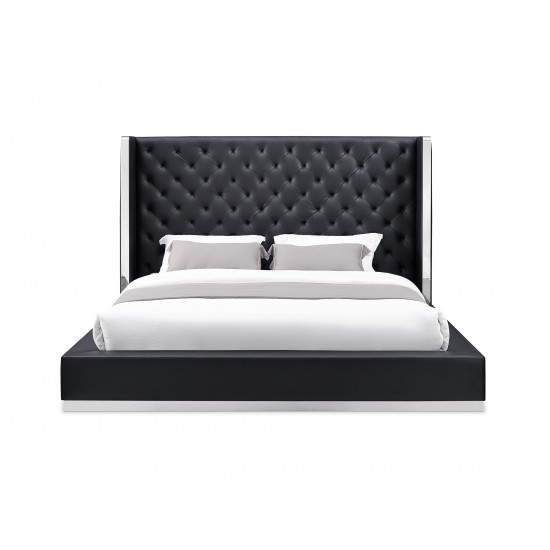 Abrazo Bed King, Black Faux Leather