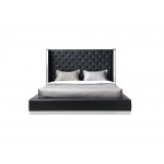 Abrazo Bed Queen, Black Faux Leather