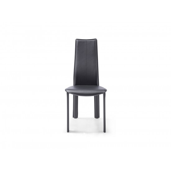 Allison Dining Chair black hard leather matching stitching