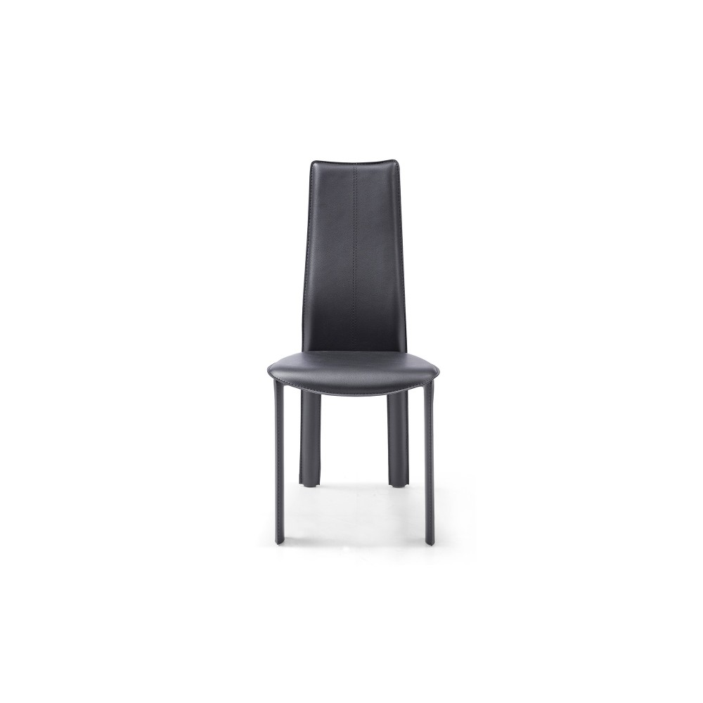 Allison Dining Chair black hard leather matching stitching