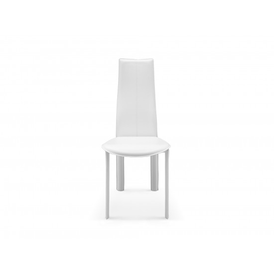 Allison Dining Chair white hard leather matching stitching