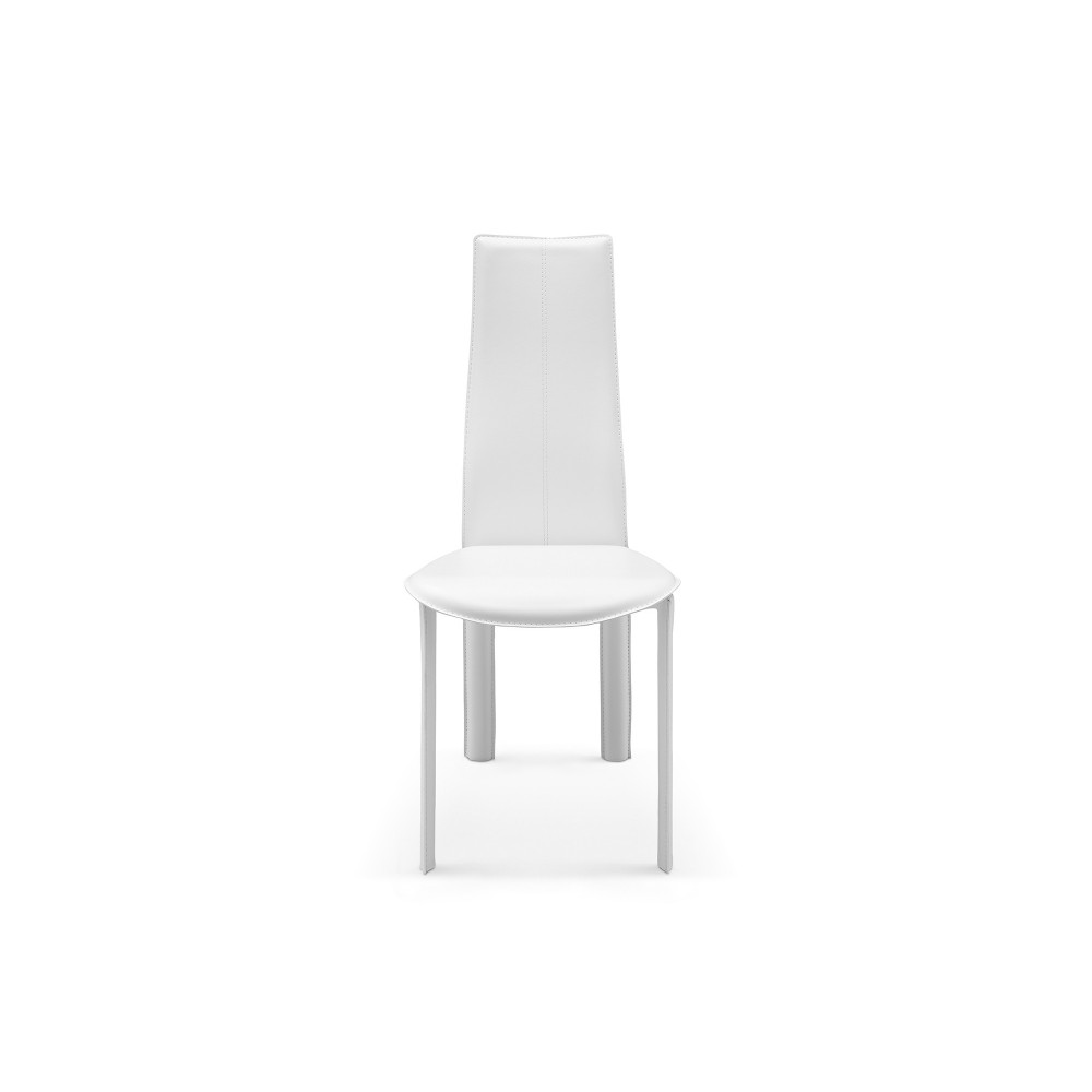 Allison Dining Chair white hard leather matching stitching