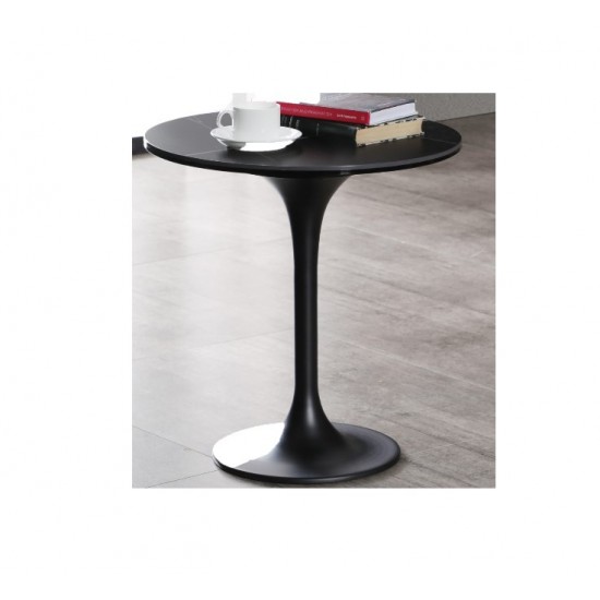 Amarosa Side Table, clear glass+ ceramic top