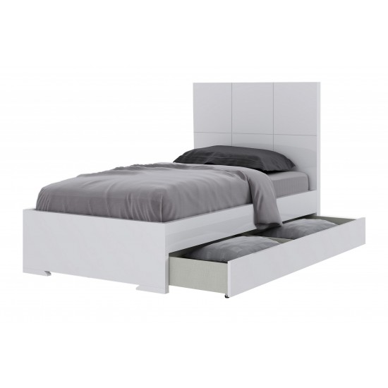 Anna Bed Twin Trundle, high gloss white