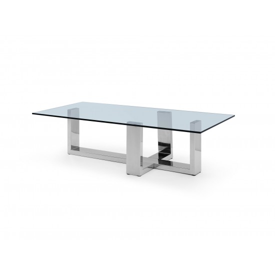 Blake Rectangle coffee table, tempered clear glass top