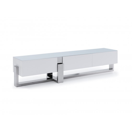 Blake TV Unit Tempered Crystal Frosted Glass Top Matte