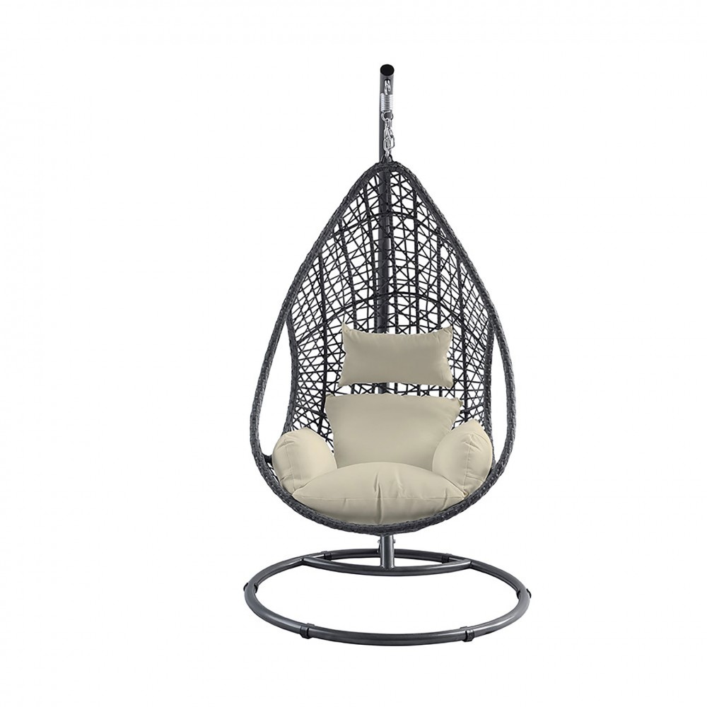 Bravo Outdoor Egg Chair, Grey wicker frame