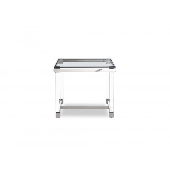 Brianna Side Table, Tempered Clear Glass Top