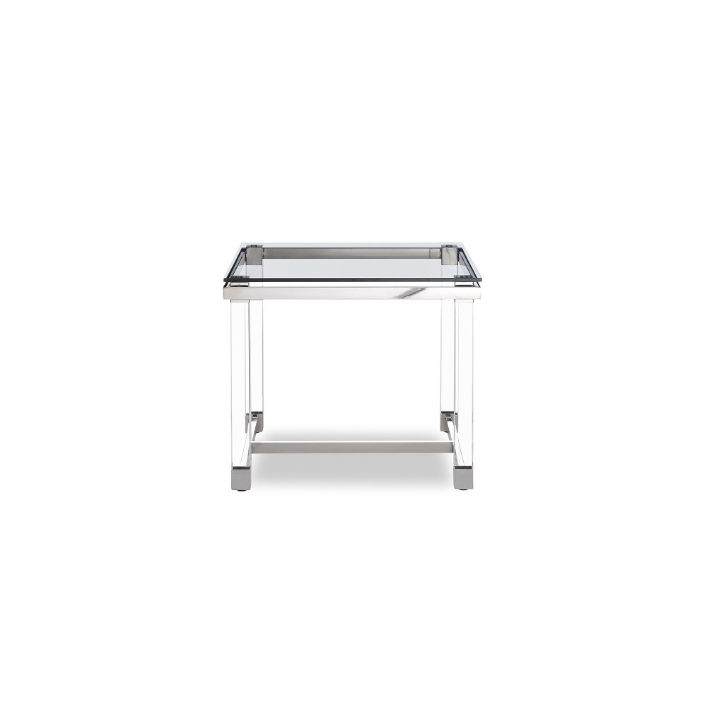 Brianna Side Table, Tempered Clear Glass Top