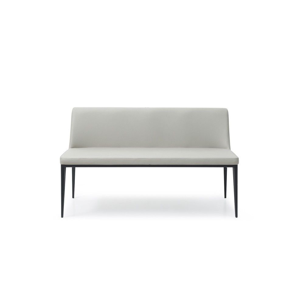 Carrie Bench Light Grey Faux Leather