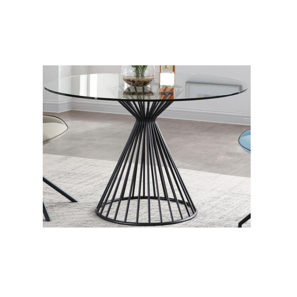 Cielo Round Dining Table, tempered glass top