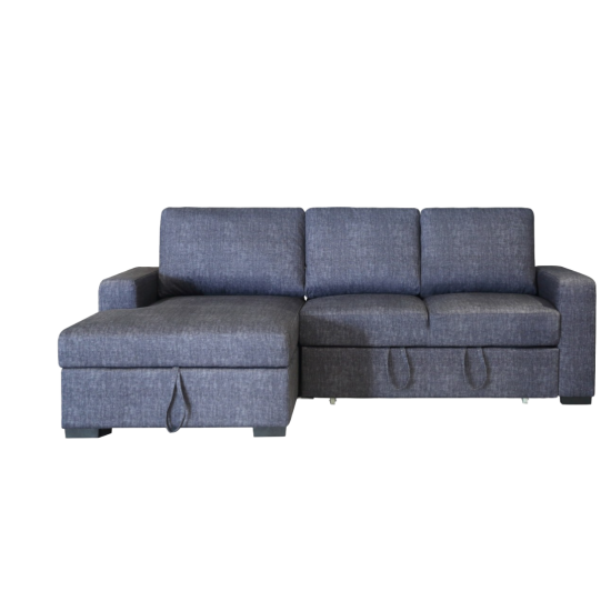 Elga sectional Bed, chaise on left, Dark grey fabric