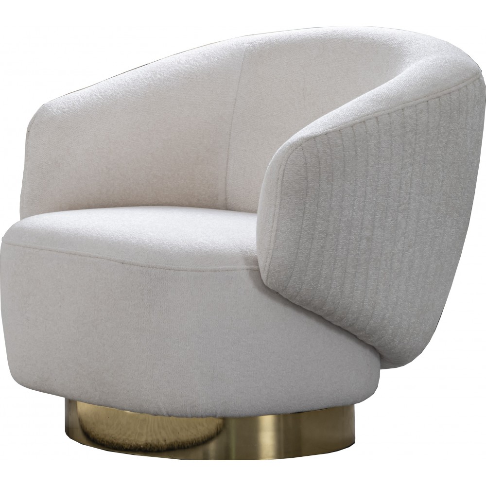 Erzin Accent Chair, White Feathered Fabric Erzin Accent Chair, White Feathered Fabric