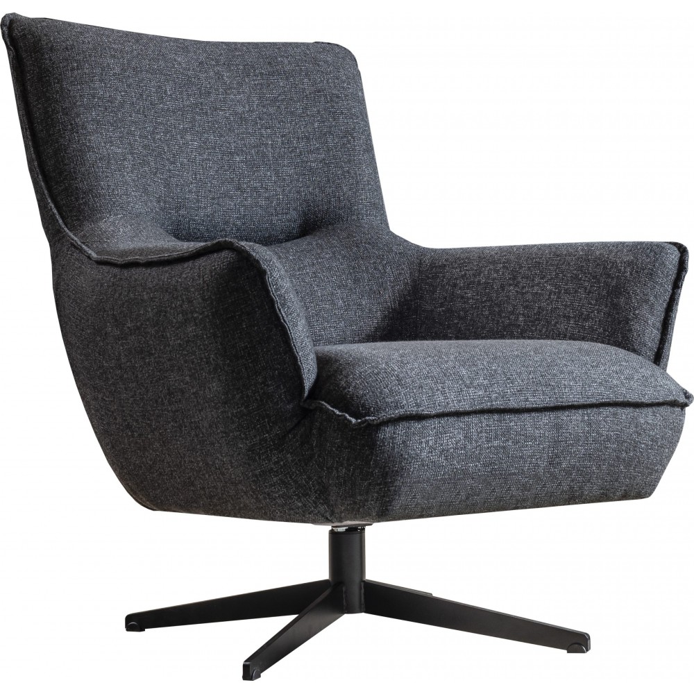 Fatsa Swivel Chair, Dark Gray Linen Fabric