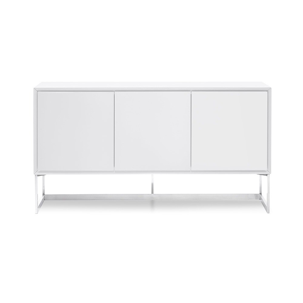 Fiona Buffet High gloss white body polished stainless steel legs