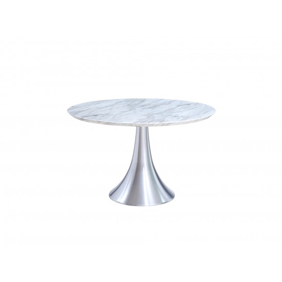 Flow Round Dining Table, artificial jazz white marble