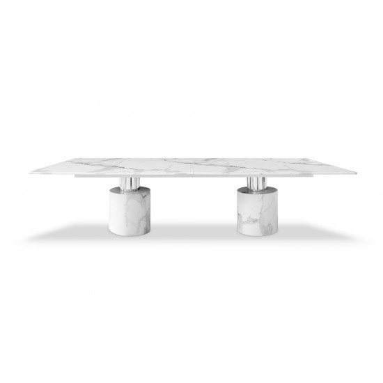 Geneva Dining Table, Marble white Glossy