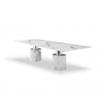 Geneva Extra Large Dining Table, White Marble Glossy Top