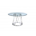 Hanover Round Dining Table, tempered clear glass top