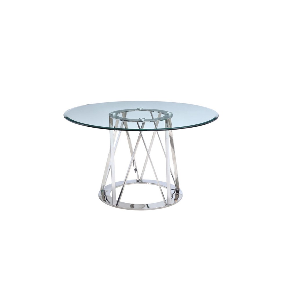 Hanover Round Dining Table, tempered clear glass top