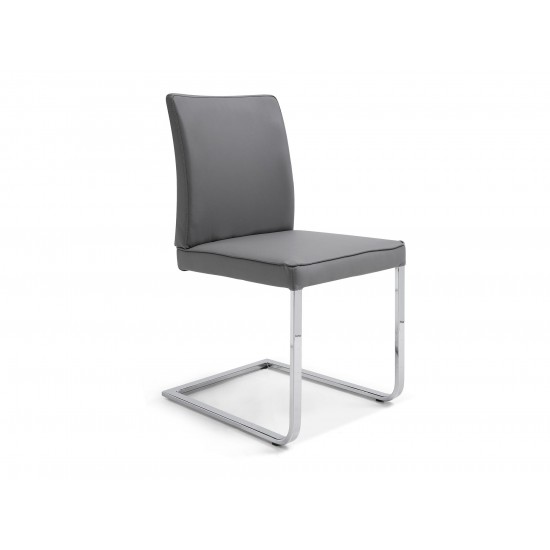Ivy Dining Chair Gray Faux Leather Chrome frame