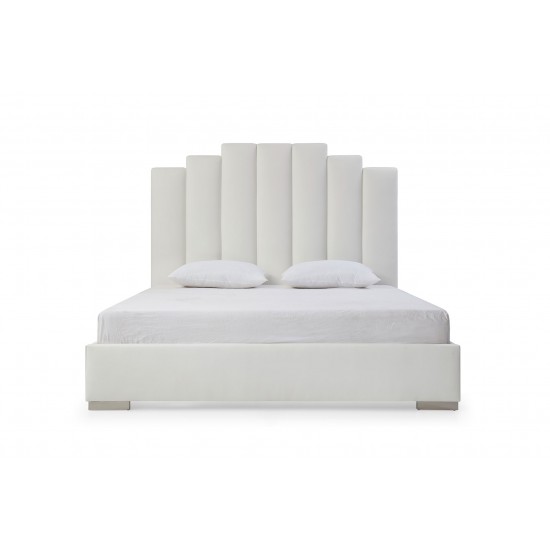 Jordan King Bed, White Faux Leather