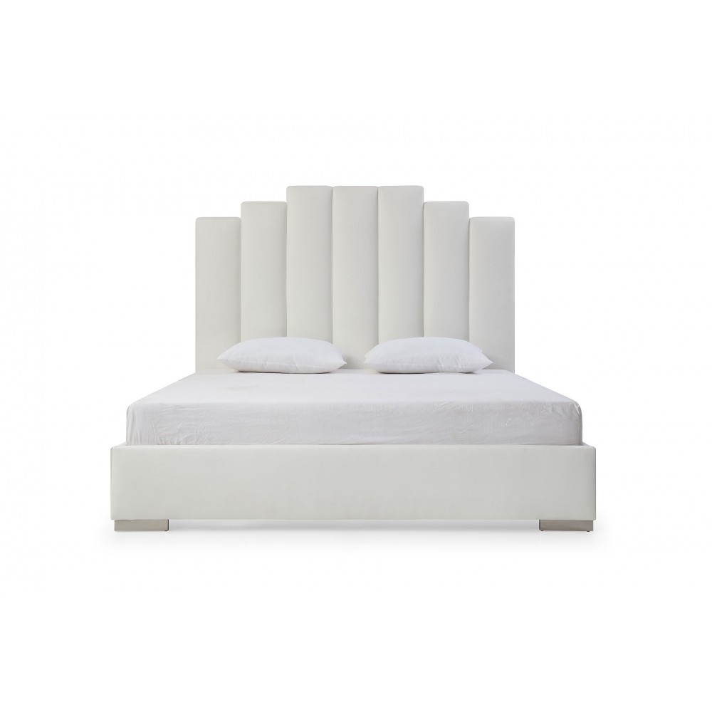 Jordan King Bed, White Faux Leather