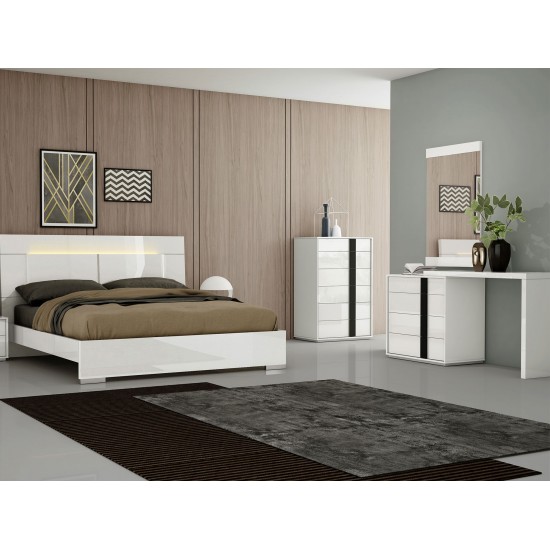 Jordan King Bed, White Faux Leather