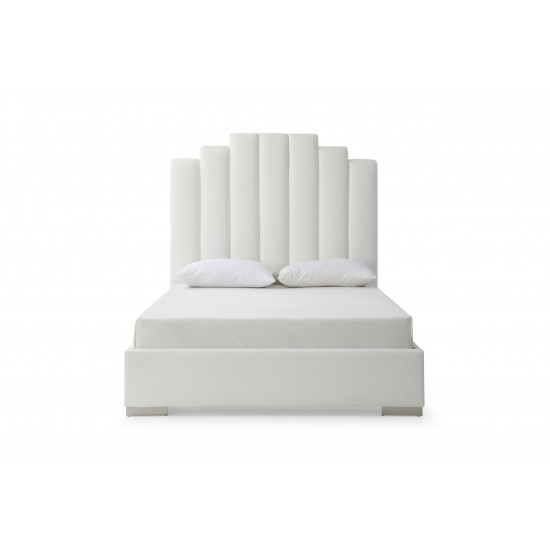 Jordan Queen Bed White Faux Leather