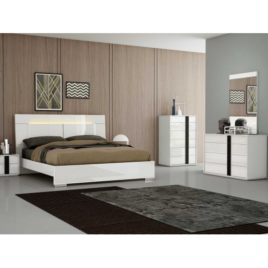 Jordan Queen Bed White Faux Leather