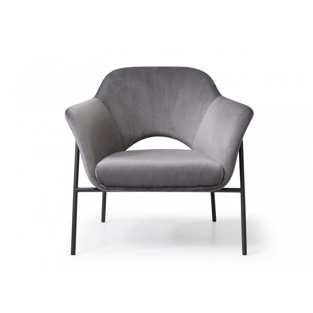 Karla Leisure Armchair, Grey velvet fabric