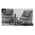 Koala 3-Piece Outdoor Collection, 2 Swivel Chairs and Side Table with Black