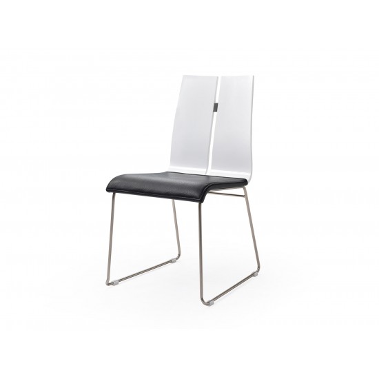 Lauren Dining Chair High Gloss White Black Faux Leather