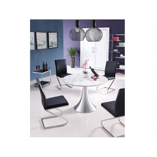 Lauren Dining Chair High Gloss White Black Faux Leather