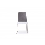 Lauren Dining Chair High Gloss White Grey Faux Leather