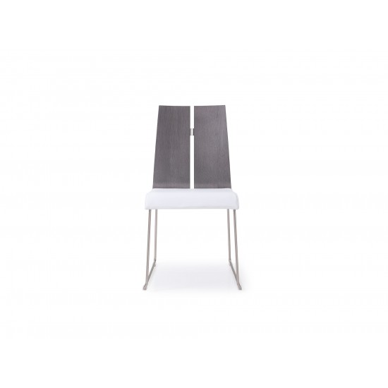 Lauren Dining Chair High Gloss White Grey Faux Leather