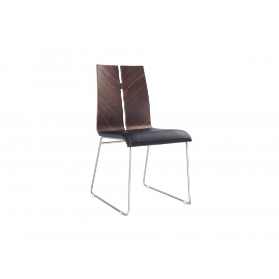 Lauren Dining Chair Natural Walnut veneer Black Faux Leather