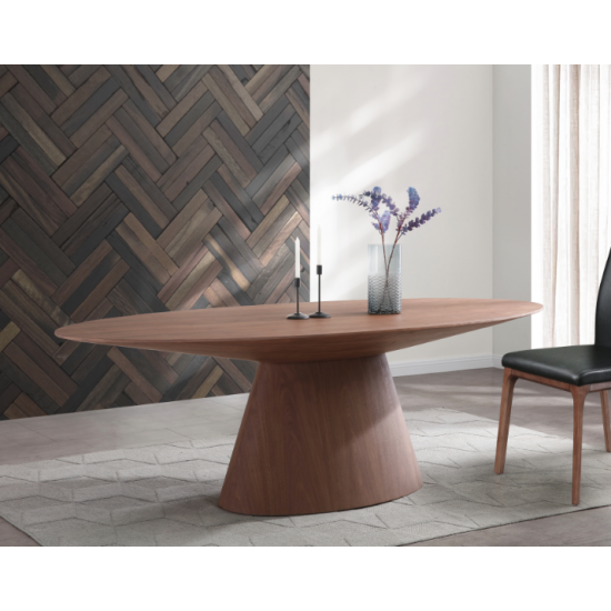 Lauren Dining Chair Natural Walnut veneer Black Faux Leather
