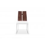 Lauren Dining Chair Natural Walnut veneer White Faux Leather