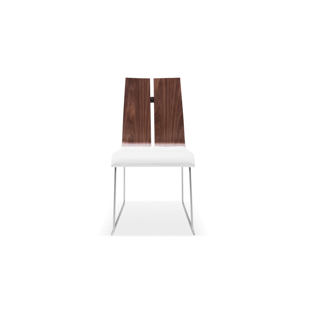 Lauren Dining Chair Natural Walnut veneer White Faux Leather