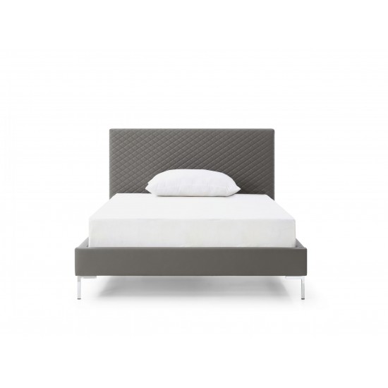 Liz Full Bed, Dark Gray faux leather