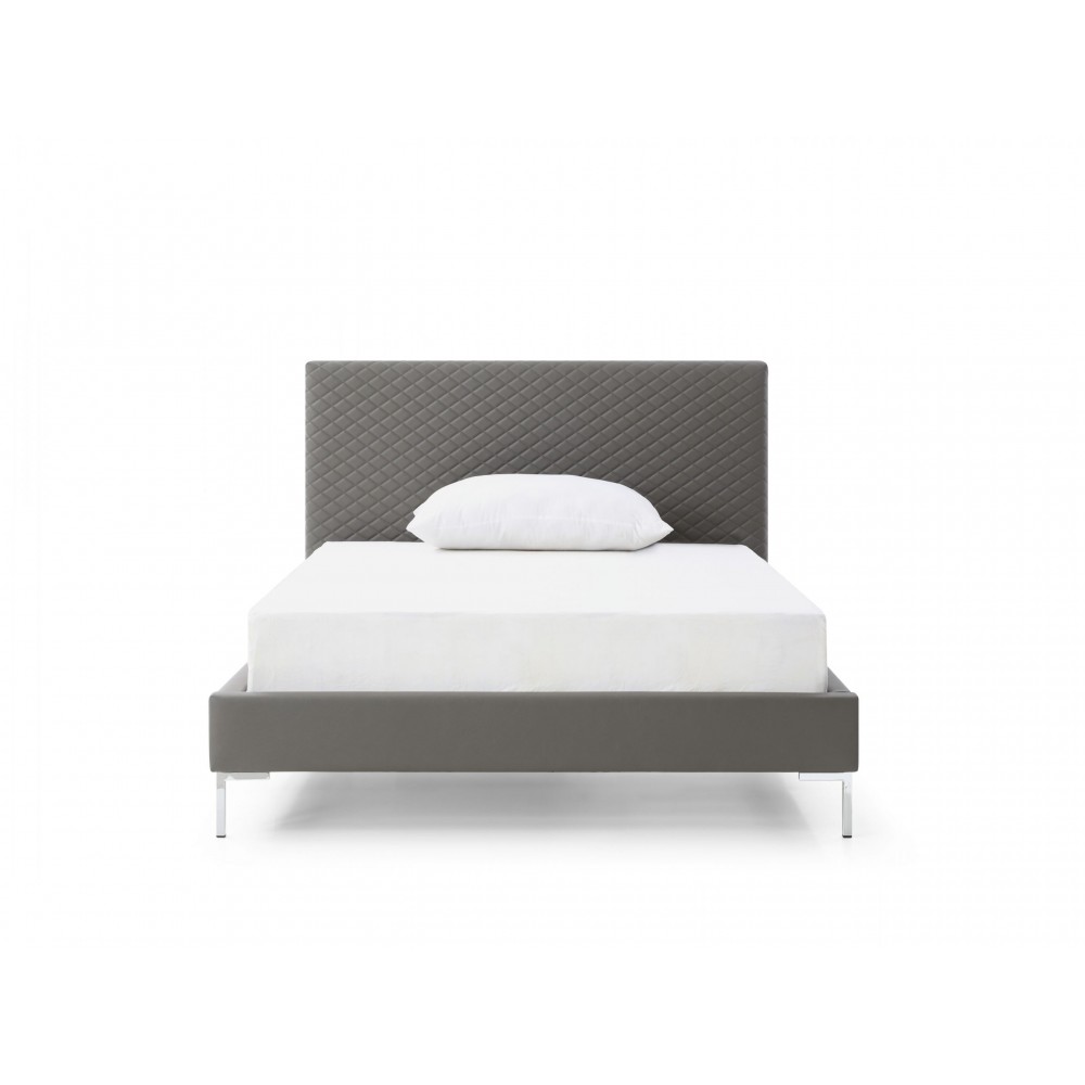 Liz Full Bed, Dark Gray faux leather