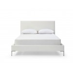 Liz Queen Bed White faux leather
