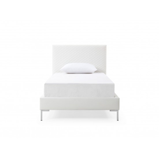 Liz Twin Bed, White faux leather