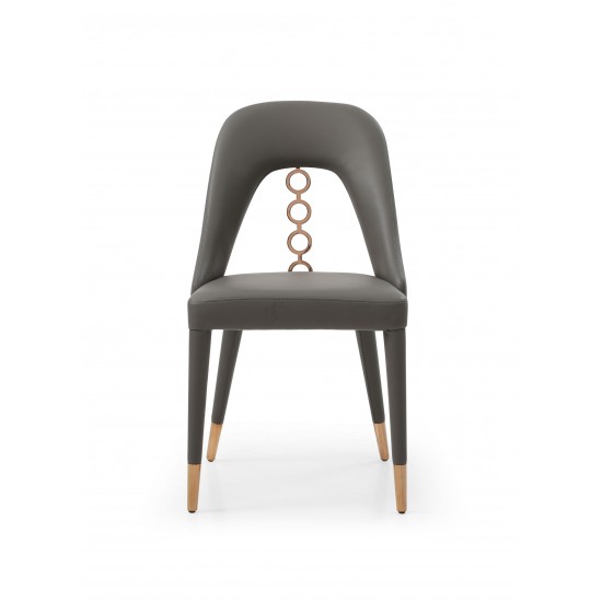 Liza Dining Chair, Dark Gray Faux Leather